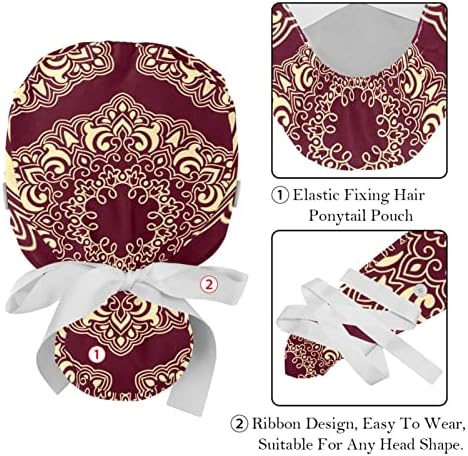 2 парчиња бохо бохемија црвени капаци со копчиња со прилагодливи капи, врзани за грбови за џемпери за жени