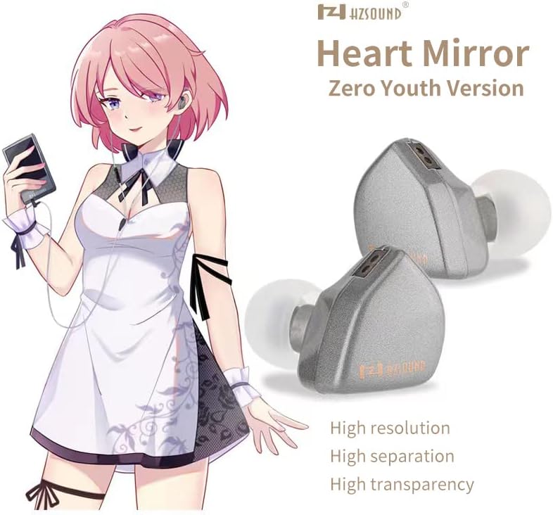 KeepHifi Hzsound Heart Mirror нула жични ушни уши со микрофон, слушалки φ10mm јаглеродна нано дијафрагма во слушалки за монитор на уво, слушалки