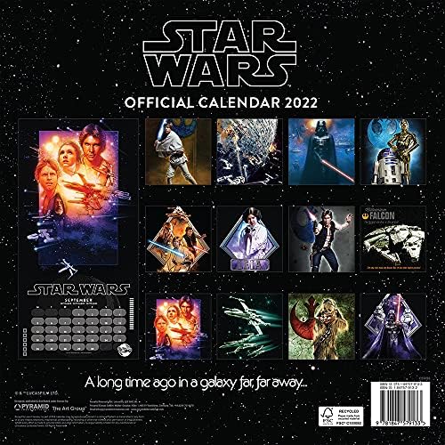 Дизни Војна На Ѕвездите Класичен Календар 2022-Месец До Планер За Прегледување 30см х 30см-Официјална Стока