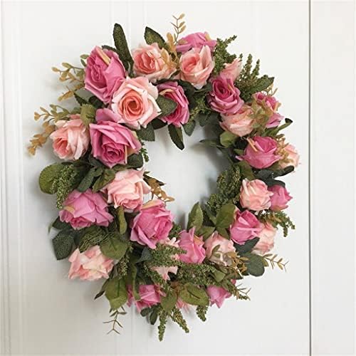 Tfiiexfl 17 инчи две розови рози цвет од базен венец за свадба цветник на вратата на вратата