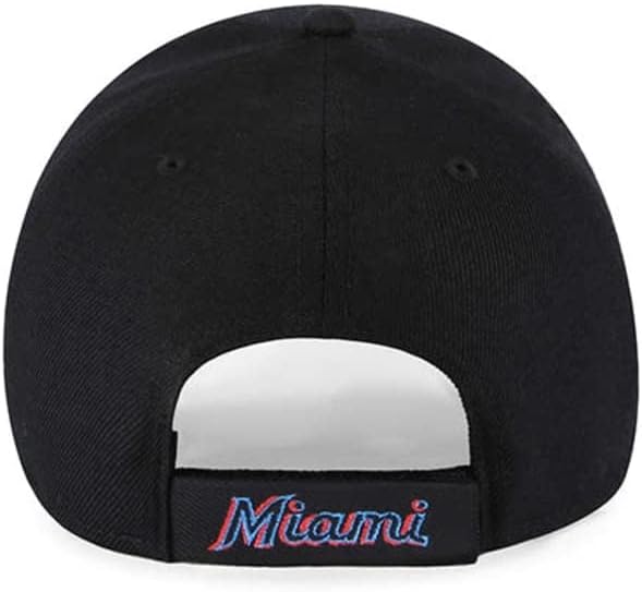 '47 Miami Marlins Mens Womens Tone MVP прилагодлива велкробак црна шапче со лого во боја на тимот