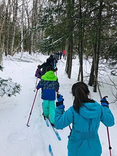 Деца почетници без восок крос -кантри скии на возраст од 6-10 години со чекор -врски за какви било подигања и прилагодливи скијачки