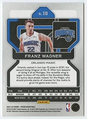 2021-22 Panini Prizm 310 Franz Wagner Orlando Magic RC Rackie NBA кошаркарска база Трговска картичка