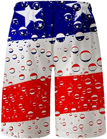 САД 4 -ти јули Менс шорцеви Обични влезови патриотски американско знаме Печатено летни шорцеви на плажа со џебови