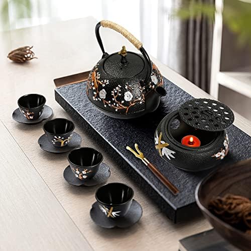 Wichemi леано железо чајник со инфузер, чај котел за шпорет јапонски стил чај тенџере со 4 чаши чајни домашни чајници внатре