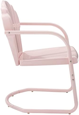Мебел Crosley CO1029-PI Tulip Retro Outdoor Metal 2-парчен сет на фотелја, пастел розов сјај