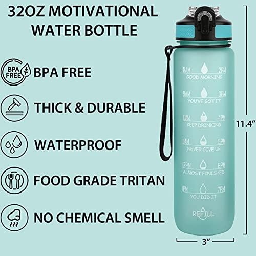 Златен оклоп 32oz Мотивационо шише со вода со временски маркер, испуштање на проток БПА бесплатно дневен потсетник за вода