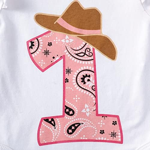 Шалофер 1 -ви роденденска облека Девојче за новороденче каубојка западна облека за прв роденден