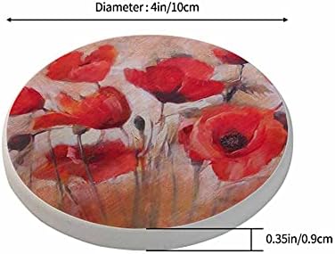 Офрорални црвени афионски цвеќиња за пијалоци Абсорбента сет од 2 растителни уметности за затоплување на маслото за затоплување