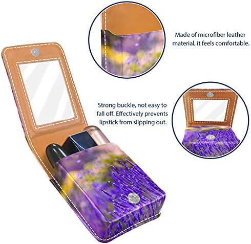 Кармин Случај Со Огледало Лаванда Цвет Виолетова Виолетова Усна Сјај Носителот Преносни Кармин Кутија За Складирање Патување