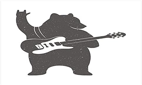 Држач за четкичка за заби на Амбесон мечка, забавен лик музичар гитара и рачен гест гранџ ретро рокенрол, декоративен разноврсен