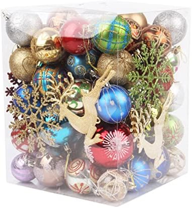 Божиќни топки за петела, украси 60-70pack за Божиќна елка тема разновидна расипана божиќна топка украси поставени украси празнична забава