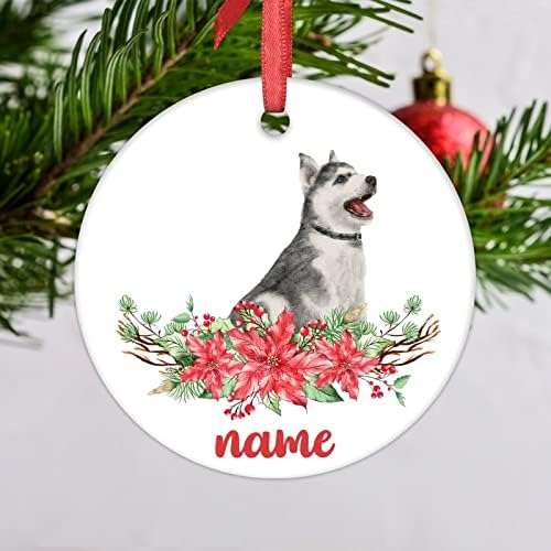 Име на кучиња за миленичиња Божиќни украси Божиќни поинсетија Венец Јорк Орнаменти за новогодишни елки Керамички Персонализирани кучиња