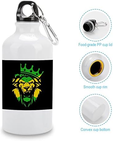 Јамајка Раста лав алуминиумско шише со вода бело спортско шише за патување со шише со вода со шише со тока и капаче за пресврт