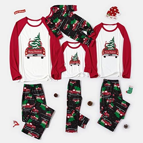 Patpat совпаѓаат Божиќни PJs за семејни пижами за бебиња поставиле памук со долг ракав Божиќна облека за парови бебе бебе од 12-18