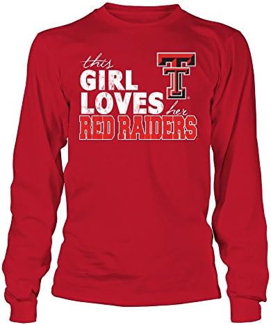 Fanprint Texas Tech Tech Red Raiders Hoodie - Официјална Тексас Техника - Оваа девојка ги сака нејзините црвени напаѓачи