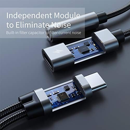 USB C до 3,5 mm Адаптер за слушалки и полнач, 2-во-1 USB C PD 3.0 порта за полнење до AUX Audio Jack и брзо полнење кабел за кабел