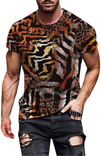 XXBR MENS војник со кратки ракави со кратки ракави 2022 летна улица 3D леопард графички печатени маици модни обични маици