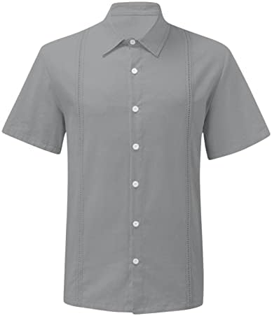Машки кошули со кратки ракави од памук летни летни копче надолу со кошула обична тропска празничка плажа маица
