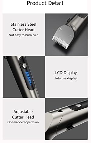 ZLXDP Клипер за коса Професионален електричен тример со LED екран што може да се полни со полнење на мажите со силна глава за секач за