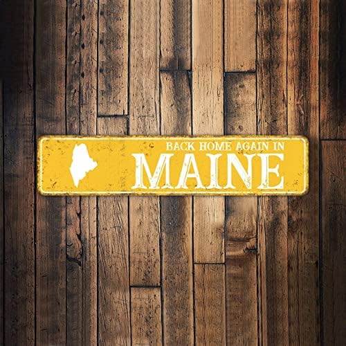 Мојот сладок дом-Maine Shabby Metal Signs My Sweet Home-Maine American States Map Квалитет метален знак за фарма куќа тремот Продавница