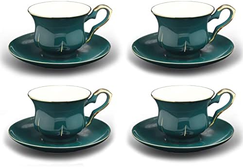 Јомоп готски стил керамика чаша чај и чинија постави злато трим сет на 4