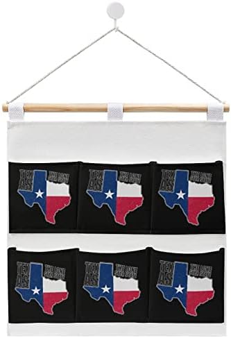 Тексас Знаме и Мапа На Државниот Ѕид Плакарот Виси Торба За Складирање 6 Џебови Лен Памук Над Вратата Организатор Торбички За Спална