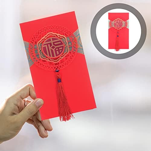 Амосфун 8 парчиња Дизајн На Ресни Црвен Плик Свадба Нова Година Џеб За Хартиени Пари Со Шема Во Кинески Стил
