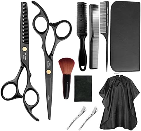 ZBXZM Сет за сечење на ножици за коса, комплет за ножици за фризерски 11pics, професионални ножици за фризури со ножици за слабеење, за