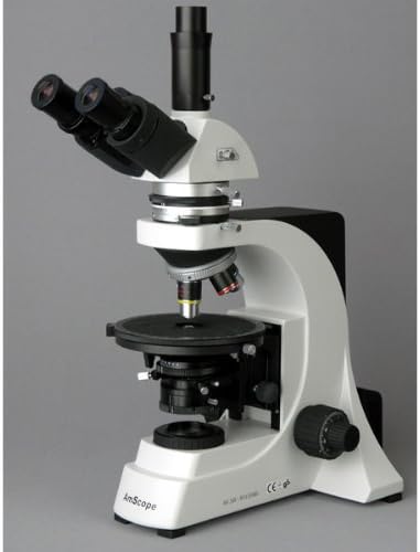 Amscope PZ300TB-5MT Дигитален Поларизирачки Тринокуларен Микроскоп, PL10x, PL10x Со Ретикула и PL20x Екстремни Окулари, 40x-1200x Зголемување,