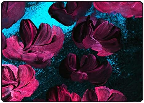 Ползи во затворен тепих игра Мат Неон Виолетова цвеќиња за дневна соба спална соба едукативна расадник под подрачје, килими 60х39in