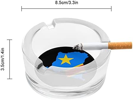 Конго знаме со знаме стакло од пепел за цигари за цигари класични кружни чисти кристални пепелници