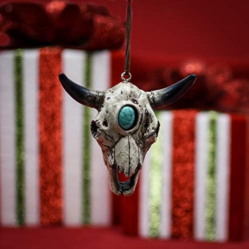 Гуруа за богатство што висат западно американско американско бик управувано крава череп елка украс југозападен Божиќ за одмор