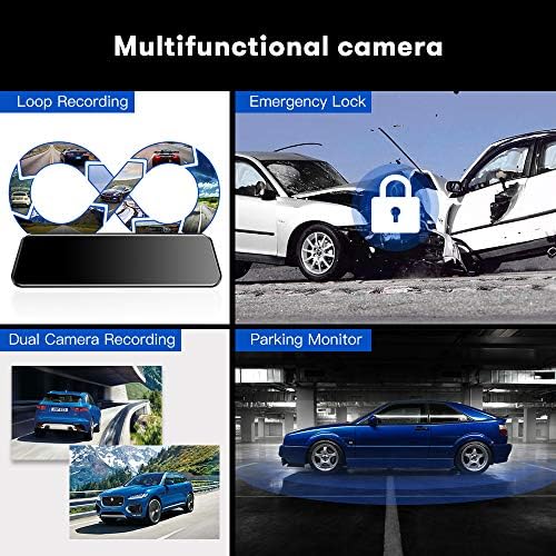 АЗДОМ 12 Огледало Цртичка Камера Резервна Камера, 1080p Целосна HD Паметни Ретровизор за Автомобили &засилувач; Камиони, 1080p Предниот