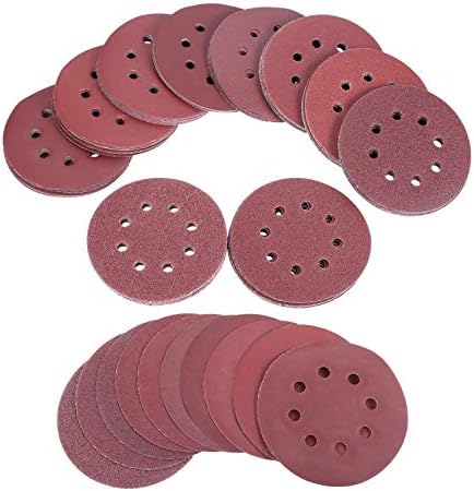 Sander Sandpaper 100pcs 5 инчи 125мм тркалезни дискови за пескарење за тампон шкурка 8 дупки за мелење подлога за мелење 40-600 абразивна алатка