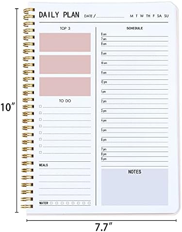 Daily Planner KAICN-Планер за закажување на час за закажување на час, даден со список за работи, оброци, белешки 10 × 7,3, Флексибилна тешка