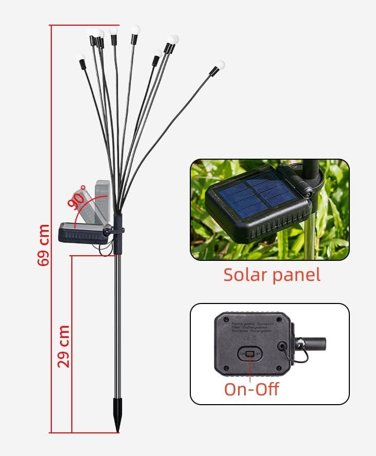 Qiziyardall Firefly Lights Solar Outdoor, 2 пакувања 10 LED диоди соларни напојувани светла на светулка