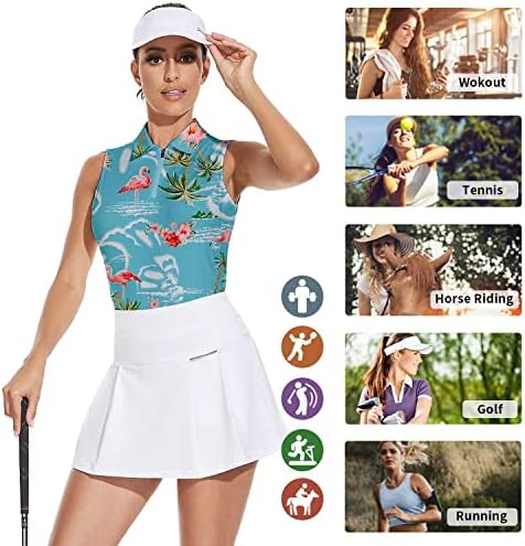 Soneven женски без ракав голф кошула печатена поло -тениска кошули влага за губење на атлетски спортски резервоар за голф топки врвни