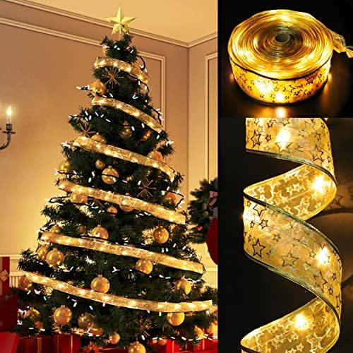 Турнмеон [Тајмер и далечински управувач] Дополнителни долги 40 стапки 120 LED божиќни ленти со декорации, 8 режими лента Божиќна