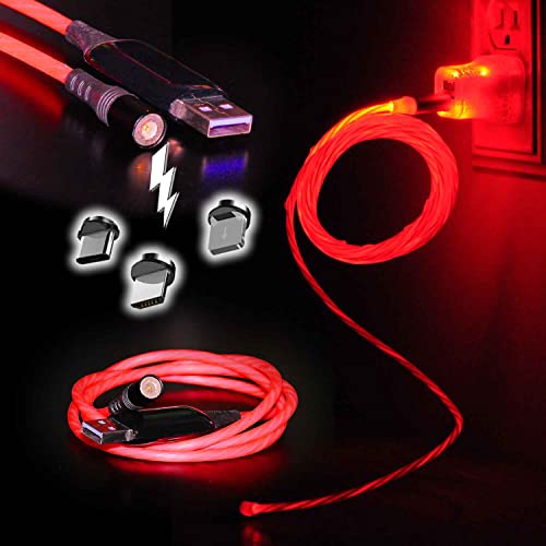 LYTECORDZ - Осветлете го магнетниот Брзо Поврзување LED LED кабел за полнач за полнење УСБ -кабел со блок на адаптер за осветлување