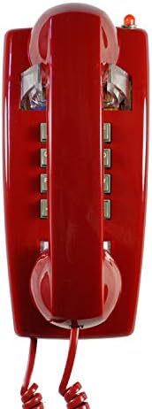 Телпал Црвениот Ѕид Телефон, Аналогни Кабелски Ѕид Монтиран Телефон Со Гласни Традиционални Ѕвонче, Класичен Фиксни Телефони Ѕид Монтирање