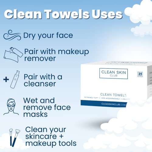 Чисти крпи од клубот за кожа, USDA BioBased Dermatatologist Одобрена пешкир за лице, клинички тестирана крпа за лице, за миење на лицето,