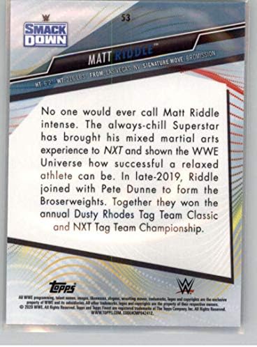 2020 година Топс WWE Најдобри 53 Мет Ридл Смакдаун Трговска картичка за борење во борење