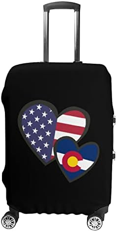 Испреплетени Срца Американски Колорадо Знаме Багаж Покритие Смешни Патување Куфер Заштитник Багаж Покритие