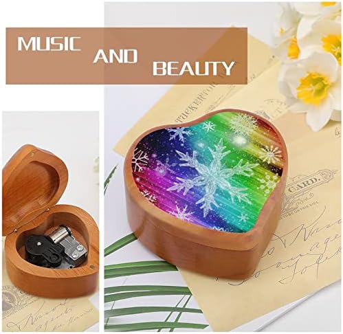 Nudquio Snowflake Wood Music Box Heartse Hearted Sharted Gronight Musical Case