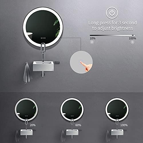 ПРЕДВОДЕНО Огледало ЗА Бања Со Светла 24 Тркалезно Огледало За Суета Со Црна Рамка Со Светла На Допир Огледало Монтирано На Ѕид