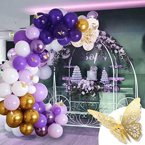 Висондеко Виолетови И Сребрени Балони-112 парчиња Виолетова Балонска Венец Комплет со Виолетови балони и Метални Сребрени Балони,