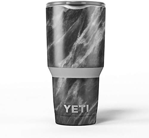 Дизајн Скинц црн и креда бел мермер - Комплет за винил за завиткување на кожата компатибилен со чашите за ладење на ладилникот Јети