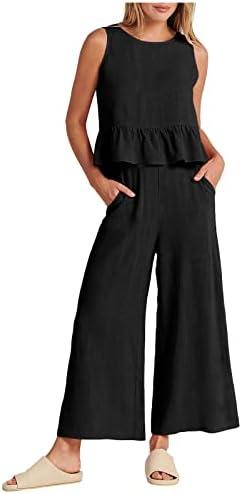 Облеки од 2 парчиња за жени летни шорцеви поставуваат врвен резервоар без ракави и високи џебови со високи половини