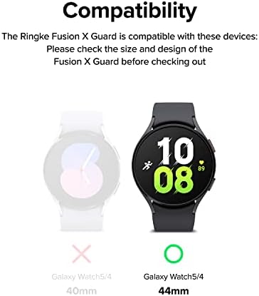 Ringke Fusion-X чувар [Band + Case] ​​Компатибилен со Samsung Galaxy Watch 5 Band со Case и Galaxy Watch 4 лента, шок-изобилен солиден